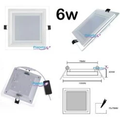 Pannello Led Vetro Da Incasso Quadrato Tondo 6 9 12 18w Illuminazione Driver Incluso Quadrato 6W Luce Naturale 4000K