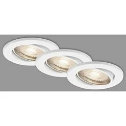 Briloner Leuchten 7144-036 - Set Di 3 Faretti A LED Orientabili, 3,5 Watt, 350 Lumen, 3000 Kelvin, IP23, 86 X 70 Mm (DxH), Colore: Bianco