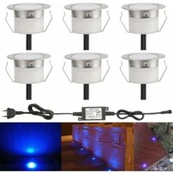 ZOLGINAH Lampada Da Terra A Faretto Da Incasso - Luce Orientabile (Blu) Impermeabile IP67 0,6W Ø31mm - Illuminazione Per Terrazza, Patio, Vialetto, Parete, Giardino, Decorazione, Interno Ed Esterno, 6