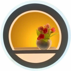 Applique Tondo Retrò Plafoniera Luce Da Parete Mensola Porta Fiori Luminosa 28cm - Modello B