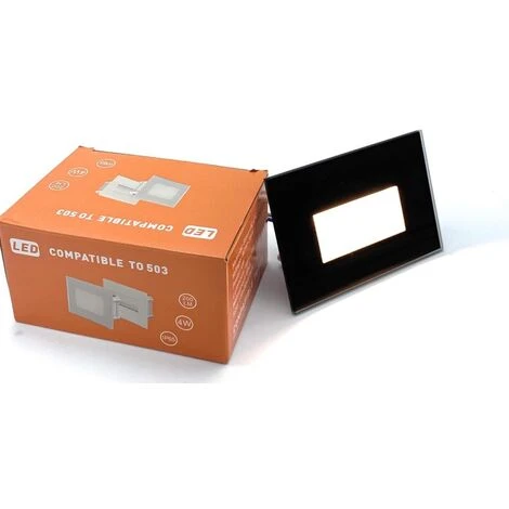 Segnapasso Led 4W Incasso Cassetta 503 Ip65 Cornice Vetro Nero Luce Calda 3000K 3 Segnapasso Led 4W Incasso Cassetta 503 Ip65 Cornice Vetro Nero Luce Calda 3000K