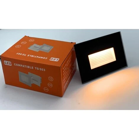 Segnapasso Led 4W Incasso Cassetta 503 Ip65 Cornice Vetro Nero Luce Calda 3000K 4 Segnapasso Led 4W Incasso Cassetta 503 Ip65 Cornice Vetro Nero Luce Calda 3000K - immagine 2