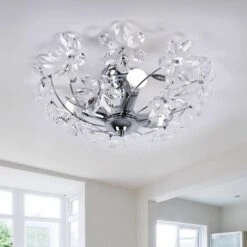 Plafoniera In Cristallo Fiori Di Cristallo Chiaro Plafoniera Trasparente Cromo Soggiorno, Cristalli Acrilici, 3 Fiamme Attacco E14, DxH 41,5x18 Cm 11 Plafoniera In Cristallo Fiori Di Cristallo Chiaro Plafoniera Trasparente Cromo Soggiorno, Cristalli Acrilici, 3 Fiamme Attacco E14, DxH 41,5x18 Cm -Negozio al dettaglio Paulmann 77323201 5