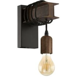 EGLO Parete Del LED TOWNSHEND Luce 4 Nero, Marrone L: H 8 Centimetri: 19cm D: 18,5 Centimetri