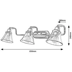 Lampada A Parete/bagno Light Antoine Metal Chrom E14 3x Max 40W IP44 H: 14 Cm L: 65 Cm B: 18 Cm Dimmabile -Negozio al dettaglio Paulmann 77443316 5
