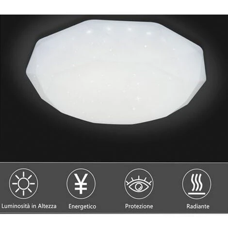 Plafoniera Led Rotonda 80W Luce Fredda Cielo Stellato Lampada Diamante BTL-804 6 Plafoniera Led Rotonda 80W Luce Fredda Cielo Stellato Lampada Diamante BTL-804 - immagine 4