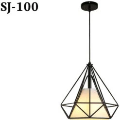 Lampadario A Sospensione Nero Forma Diamante 24x25 Design Industriale Pendente