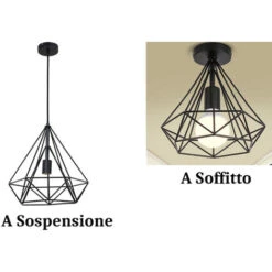 Lampadario A Sospensione Nero Forma Diamante 24x25 Design Industriale Pendente -Negozio al dettaglio Paulmann 7934091 3