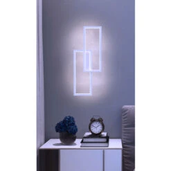 Applique Lampada Da Parete Per Interni Luce Muro A LED 32W Moderna Con Doppio Rettangolo Luminoso Luce Bianca Fredda 6500K