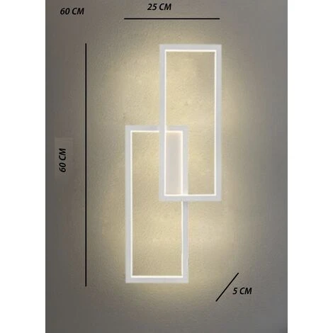 Applique Lampada Da Parete Per Interni Luce Muro A LED 32W Moderna Con Doppio Rettangolo Luminoso Luce Bianca Fredda 6500K 6 Applique Lampada Da Parete Per Interni Luce Muro A LED 32W Moderna Con Doppio Rettangolo Luminoso Luce Bianca Fredda 6500K - immagine 4