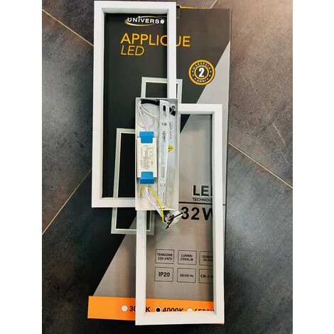 Applique Lampada Da Parete Per Interni Luce Muro A LED 32W Moderna Con Doppio Rettangolo Luminoso Luce Bianca Fredda 6500K 7 Applique Lampada Da Parete Per Interni Luce Muro A LED 32W Moderna Con Doppio Rettangolo Luminoso Luce Bianca Fredda 6500K - immagine 5