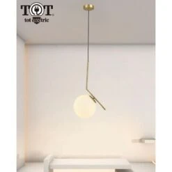 Lampadario A Sospensione Con Sfera In Vetro E27 Oro Design Moderno Minimal