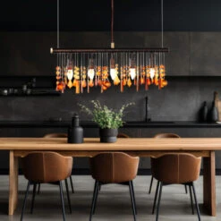 Lampada A Sospensione Lampada A Sospensione Cristalli Lampada A Sospensione Marrone Lampada Da Tavolo Da Pranzo Colori Ambra, Metallo, Attacco 5x E14, LxLxA 80x9,8x150 Cm -Negozio al dettaglio Paulmann 81574334 4