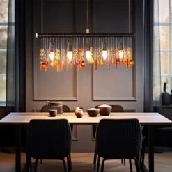 Lampada A Sospensione Lampada A Sospensione Cristalli Lampada A Sospensione Marrone Lampada Da Tavolo Da Pranzo Colori Ambra, Metallo, Attacco 5x E14, LxLxA 80x9,8x150 Cm -Negozio al dettaglio Paulmann 81574334 5