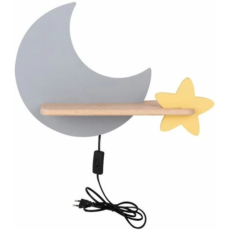 Lampada Per Bambini Applique Con Mensola Luna Grigio 3 Lampada Per Bambini Applique Con Mensola Luna Grigio