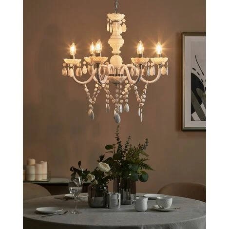 Lampadario Candeliere Bianco A Sei Braccia Kalang L 4 Lampadario Candeliere Bianco A Sei Braccia Kalang L - immagine 2