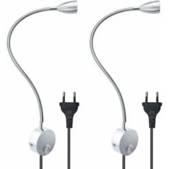 MINKUROW Lampada Da Lettura Flessibile Da Parete 3w Con Presa E Interruttore Eu, Applique Da Parete Per Lettura, Libri, Testiera, Camera Da Letto (2 Unità, Luce Calda)