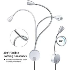 MINKUROW Lampada Da Lettura Flessibile Da Parete 3w Con Presa E Interruttore Eu, Applique Da Parete Per Lettura, Libri, Testiera, Camera Da Letto (2 Unità, Luce Calda) -Negozio al dettaglio Paulmann 85700058 3