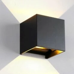 12W Lampada COB LED Cubo Applique Parete 220V Luce Biemissione Nera O Bianca 1440lm Regolabile IP65 Bianca - Nero