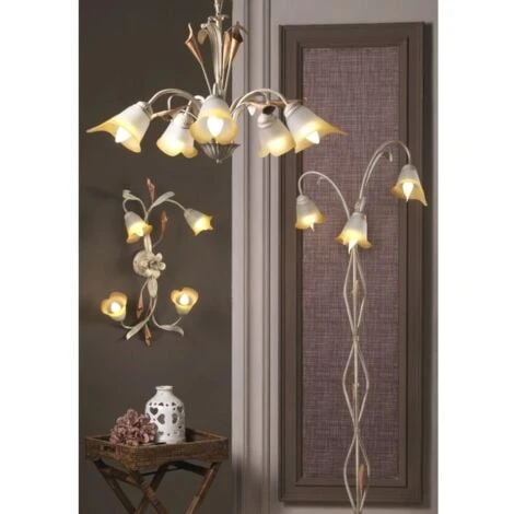 Lampadario 3 Luci Lucrezia In Metallo Avorio, E14 4 Lampadario 3 Luci Lucrezia In Metallo Avorio, E14 - immagine 2