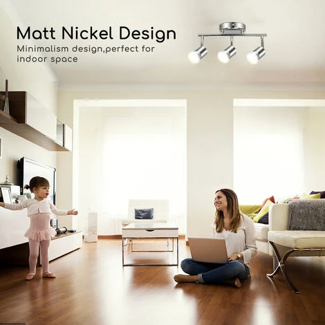 Aigostar Faretti LED Soffitto Orientabili, Lampada Da Soffitto GU10 , 3 Luci Lampadario Camera Da Letto Cucina Soggiorno 220V (Lampadine Non Incluse) 7 Aigostar Faretti LED Soffitto Orientabili, Lampada Da Soffitto GU10 , 3 Luci Lampadario Camera Da Letto Cucina Soggiorno 220V (Lampadine Non Incluse) - immagine 5