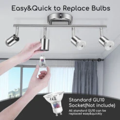 Aigostar Faretti LED Soffitto Orientabili, Lampada Da Soffitto Moderna GU10, 4 Luci Lampadario Camera Da Letto Cucina Soggiorno 220V (Lampadine Non Incluse) -Negozio al dettaglio Paulmann 86973795 4
