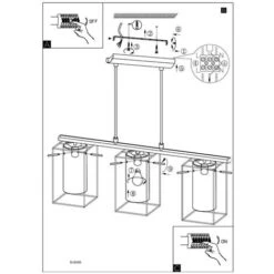EGLO Sospensione Loncino In Nero Vetro Fumé Nero Trasparente 3X60W L: 74.5 H: 110 Centimetri 11 EGLO Sospensione Loncino In Nero Vetro Fumé Nero Trasparente 3X60W L: 74.5 H: 110 Centimetri -Negozio al dettaglio Paulmann 87045715 5