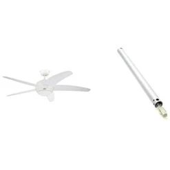 Westinghouse Lighting Bendan Lampadario Con Ventilatore R7S, 80 W, Bianco & Asta Di Prolunga, Metallo, Bianco, 46X2.18 Cm