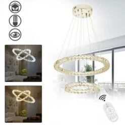 Lampade Da Soffitto 48W Lampadario A Sospensione Di Cristallo Pendente Lampadario LED Soffitto Lampade Illuminazione, Dimmerabile HENGMEI