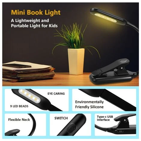 LITZEELampada Da Lettura, Lampada Da Lettura Ricaricabile A Clip 9 Led, 3 Modalità Di Luminosità (Bianco Freddo E Caldo), Collo Flessibile A 360°, Luce Da Lettura Per Leggere A Letto, Luce A Clip Per 5 LITZEELampada Da Lettura, Lampada Da Lettura Ricaricabile A Clip 9 Led, 3 Modalità Di Luminosità (Bianco Freddo E Caldo), Collo Flessibile A 360°, Luce Da Lettura Per Leggere A Letto, Luce A Clip Per - immagine 3
