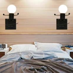 Lampada Da Parete A Forma Di Sci Umanoide Cartoon Lampada Da Parete Moderna Creativa Per La Camera Dei Bambini Camera Da Letto Corridoio Ristorante Cucina Nera -Negozio al dettaglio Paulmann 91722397 3