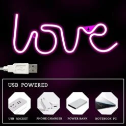 Love Neon Light Pink Neon Sign Neon Sign Art Lampada Da Parete USB/batteria Led Fluo Sign Neon Sign Per Girl Room Light Up Love Neon Sign Per San Valentino Matrimonio -Negozio al dettaglio Paulmann 91730964 3