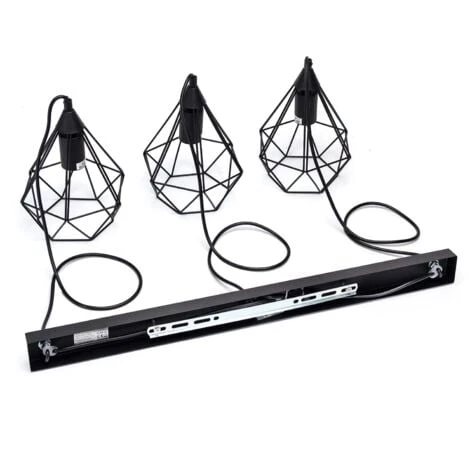 LAMPADARIO 3 LUCI SOSPENSIONE CORDA VINTAGE LAMPADA RETRÒ A SOSPENSIONE A GABBIA 5 LAMPADARIO 3 LUCI SOSPENSIONE CORDA VINTAGE LAMPADA RETRÒ A SOSPENSIONE A GABBIA - immagine 3