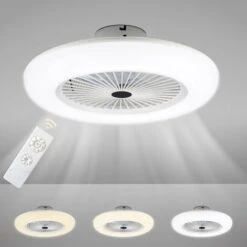 Randaco 80W Ventilatore Da Soffitto Timer Ventilatore Lampada Illuminazione Bianco Ventilatore LED Dimmerabile