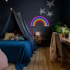 Insegna Al Neon Arcobaleno Luce Notturna Lampada A LED Notte Applique Da Parete Luci Al Neon A LED Insegne Al Neon Luminose, Decorazioni Murali, Regali Di Natale, Feste A Casa -Negozio al dettaglio Paulmann 94295512 5