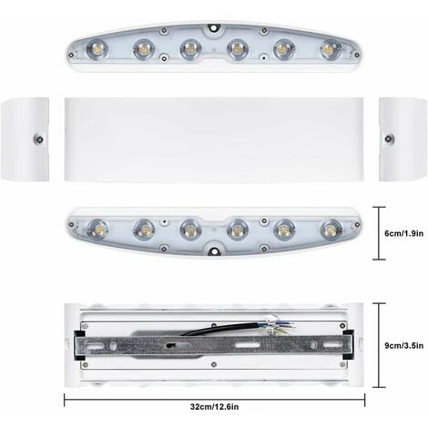 Applique Da Parete Per Interni A LED Da 12W, Applique Da Parete Moderna Bianca, IP65, Applique Da Parete Per Esterni In Alluminio Impermeabile, Lampada Spot Su E Giù Per Soggiorno, Camera Da Letto, Co 5 Applique Da Parete Per Interni A LED Da 12W, Applique Da Parete Moderna Bianca, IP65, Applique Da Parete Per Esterni In Alluminio Impermeabile, Lampada Spot Su E Giù Per Soggiorno, Camera Da Letto, Co - immagine 3