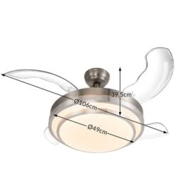 Ventilatore Lampadario Da Soffitto 4 Pale Richiudibili LED E Telecomando 106 Cm -Negozio al dettaglio Paulmann 95436042 3