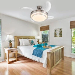 Ventilatore Lampadario Da Soffitto 4 Pale Richiudibili LED E Telecomando 106 Cm -Negozio al dettaglio Paulmann 95436042 5