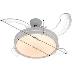 Ventilatore Da Soffitto 4 Pale Richiudibili Plafoniera LED E Telecomando 106 Cm -Negozio al dettaglio Paulmann 95436045 3