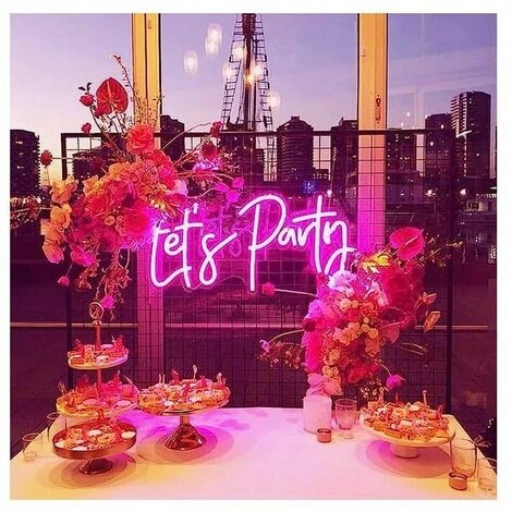 1pc LED Neon Sign Let's Party For Party Decoration Decorazione Artistica Lampada Al Neon Per Decorazioni Per Feste,Rosa,5W 6 1pc LED Neon Sign Let's Party For Party Decoration Decorazione Artistica Lampada Al Neon Per Decorazioni Per Feste,Rosa,5W - immagine 4