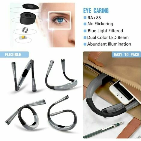 Glocusent Lampada Da Lettura Ricaricabile Al Collo, Lampada Per Leggere A Letto, 3 Colori, 6 Livelli Di Luminosità, Bracci Pieghevoli, Lunga Durata, Perfetta Per Leggere, Lavorare A Maglia, Riparare [ 6 Glocusent Lampada Da Lettura Ricaricabile Al Collo, Lampada Per Leggere A Letto, 3 Colori, 6 Livelli Di Luminosità, Bracci Pieghevoli, Lunga Durata, Perfetta Per Leggere, Lavorare A Maglia, Riparare [ - immagine 4