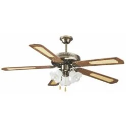 Ventilatore Soffitto 5 Pale D130 Cm 3 Luci Marrone