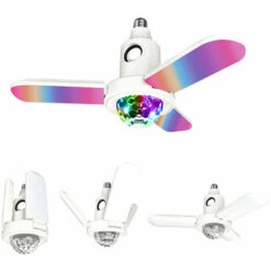 E27 LED RGB Deformabile 3 Pale Ventilatore Da Soffitto Luce Bluetooth Music Lamp