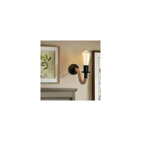 Lampada Da Parete Vintage In Corda Di Canapa, Lampada Da Parete Industriale Ideale, Lampada E27, Lampadina Non Inclusa, 110/220 V (nero) 5 Lampada Da Parete Vintage In Corda Di Canapa, Lampada Da Parete Industriale Ideale, Lampada E27, Lampadina Non Inclusa, 110/220 V (nero) - immagine 3