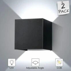 ENCOFT 2pcs 12W COB LED Applique Da Interno Per Esterni, IP67 Impermeabile Lampada Da Parete In Alluminio Angolo Regolabile, 6000K Luce Fredda Per Corridoio Scale Camera Da Letto Giardino, Nero [C -Negozio al dettaglio Paulmann 97886729 3