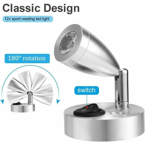 12V LED Dump Spot Lettura Regolabile Interruttore Luce Calda Per Campeggio Auto Van Boat Led Luce Interno (2 PCS) 4 12V LED Dump Spot Lettura Regolabile Interruttore Luce Calda Per Campeggio Auto Van Boat Led Luce Interno (2 PCS) - immagine 2