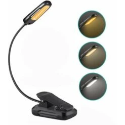 Lampada Da Lettura, TEAMPD 9 LED Lampada Da Lettura Ricaricabile Tramite USB, Collo Flessibile A 360°, 3 Temperature Di Colore (bianco/bianco Caldo/bianco Caldo), Mini Luce Notturna Per Leggere A Lett