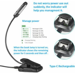 Lampada Da Lettura, TEAMPD 9 LED Lampada Da Lettura Ricaricabile Tramite USB, Collo Flessibile A 360°, 3 Temperature Di Colore (bianco/bianco Caldo/bianco Caldo), Mini Luce Notturna Per Leggere A Lett -Negozio al dettaglio Paulmann 98111520 3
