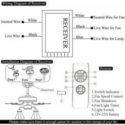 Telecomando Per Ventilatore Da Soffitto, Telecomando Radiocomandato, Controller Ventola, 3 Velocità, 4 Timer (1 Set)