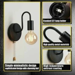 Lampada Da Parete Vintage E27 Applique Da Parete Con Presa Standard Lampada Da Interni Retrò Industriale In Metallo Con Interruttore, Senza Lampadina, Nera 9 Lampada Da Parete Vintage E27 Applique Da Parete Con Presa Standard Lampada Da Interni Retrò Industriale In Metallo Con Interruttore, Senza Lampadina, Nera -Negozio al dettaglio Paulmann 98128041 3